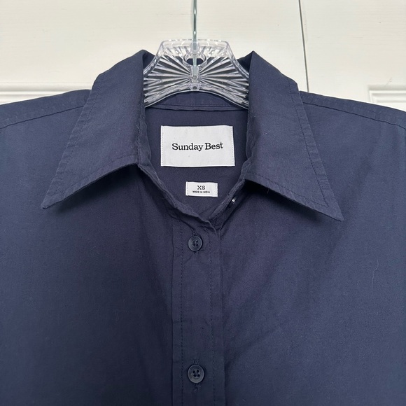 Sunday Best Future Poplin Shirt - Navy Blue - EUC - Size XS - Picture 4 of 5